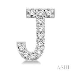 1/10 Ctw Initial 'J' Single Cut Diamond Earrings in 10K White Gold