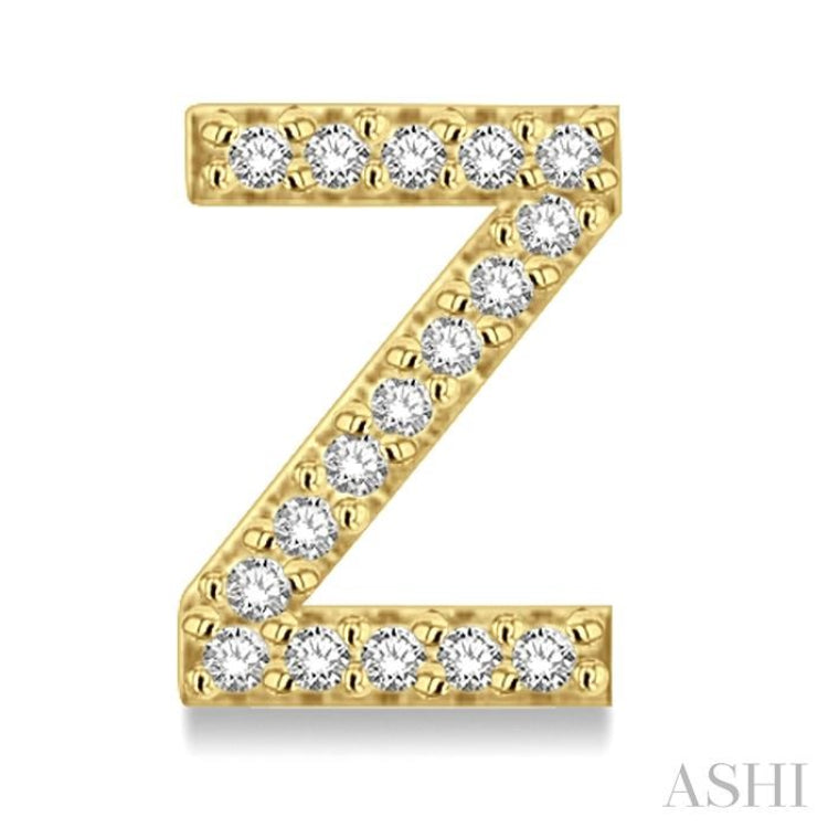 1/10 Ctw Initial 'Z' Single Cut Diamond Earrings in 10K Yellow Gold