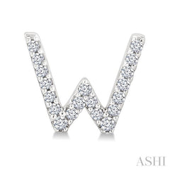 1/8 Ctw Initial 'W' Single Cut Diamond Earrings in 10K White Gold