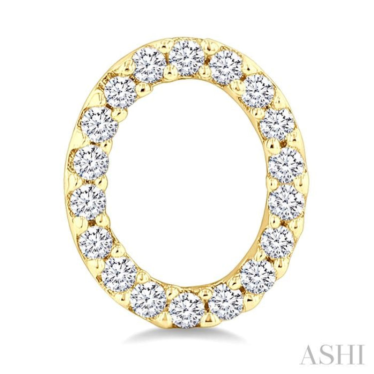 1/10 Ctw Initial 'O' Single Cut Diamond Earrings in 10K Yellow Gold