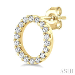 1/10 Ctw Initial 'O' Single Cut Diamond Earrings in 10K Yellow Gold