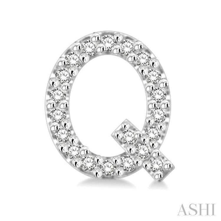 1/8 Ctw Initial 'Q' Single Cut Diamond Earrings in 10K White Gold
