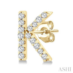 1/10 Ctw Initial 'K' Single Cut Diamond Earrings in 10K Yellow Gold