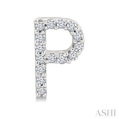 1/10 Ctw Initial 'P' Single Cut Diamond Earrings in 10K White Gold