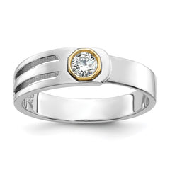 IBGoodman 14k Two-tone Men's Polished and Cut-Out Bezel Set Solitaire 1/4 Carat BB Quality Diamond Ring