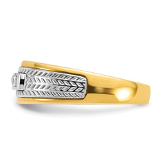 IBGoodman 14k Two-tone Men's Polished and Textured 5-Stone 1/4 Carat BB Quality Princess-cut Diamond Ring