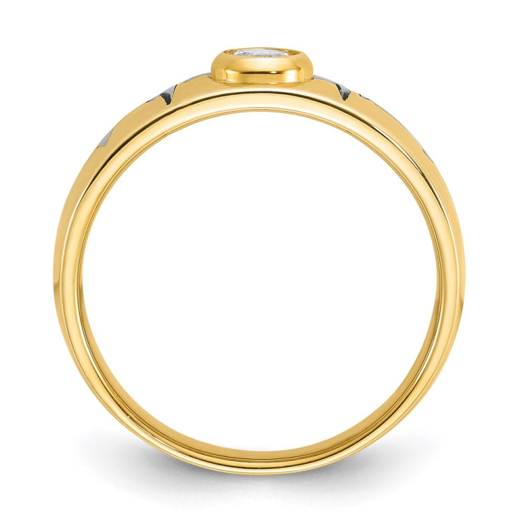 IBGoodman 14k Two-tone Men's Polished and Grooved Bezel Set Heartbeat Ring Mounting