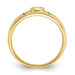 IBGoodman 14k Two-tone Men's Polished and Grooved Bezel Set 2/5 Carat BB Quality Diamond Heartbeat Ring