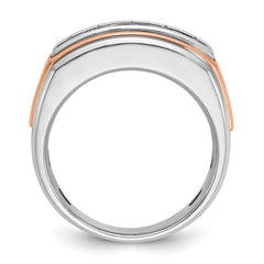 IBGoodman 14k White and Rose Gold Men's Polished and Grooved 5-Stone 1 Carat BB Quality Diamond Ring