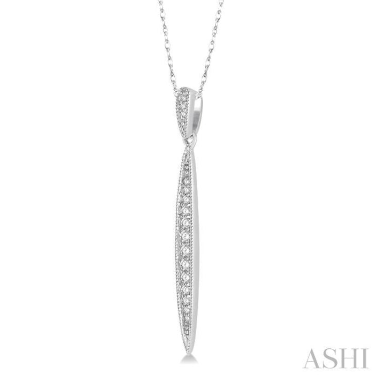 1/6 Ctw Spike Round Cut Diamond Pendant With Link Chain in 10K White Gold