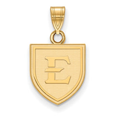 10k Gold LogoArt East Tennessee State University Letter E Shield Small Pendant