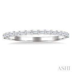 1/4 Ctw Straight Row Baguette Cut Diamond Stackable Fashion Band in 14K White Gold