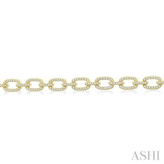 1 1/2 Ctw Round Cut Diamond Encrusted Link Paperclip Chain Bracelet in 14K Yellow Gold