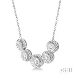 3/4 Ctw Circular Mount Lovebright Round Cut Diamond Necklace in 14K White Gold