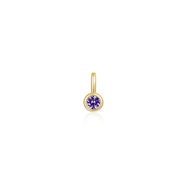 February Bezel Birthstone Charm Pendant