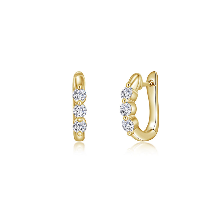 1.0 CTW 3-Stone Huggie Hoop Earrings
