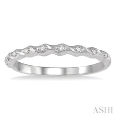 1/20 Ctw Spiral Shank Round Cut Diamond Stackable Band in 14K White Gold