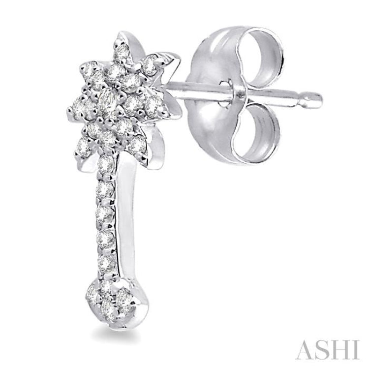 1/4 Ctw Round Cut Diamond Palm Tree Earrings in 10K White Gold