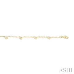 1/10 Ctw Round Charm Round Cut Diamond Station Anklet in 10K Yellow Gold