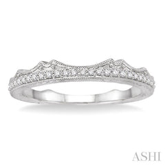 1/10 Ctw Round Cut Diamond Wedding Band in 14K White Gold