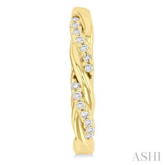 1/10 Ctw Entwined Front Round Cut Diamond Fashion Hoop Earring in 10K Yellow Gold
