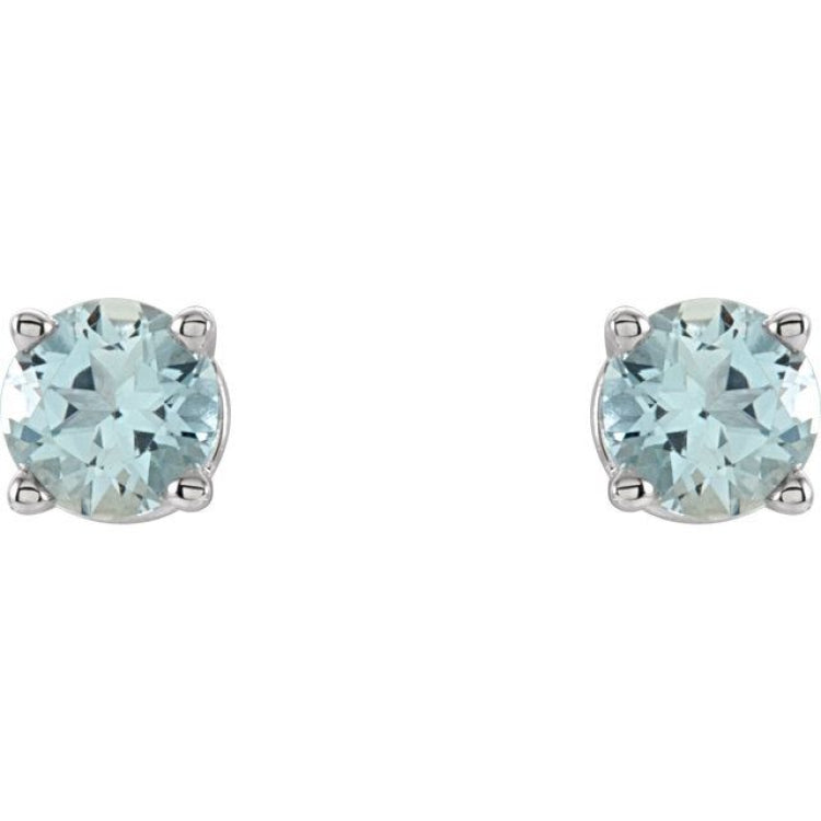 Sterling Silver 4 mm Natural Aquamarine Earrings