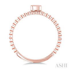 1/6 Ctw Bead Bijoux East-West Bezel Set Emerald Cut Diamond Stackable Petite Fashion Ring in 14K Rose Gold