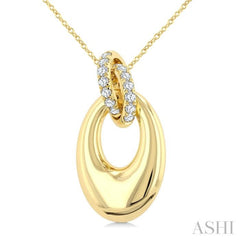 1/3 Ctw Interlocked Circle Round Cut Diamond Oval Shaped Aeris Gold Fashion Pendant With Chain in 14K Yellow Gold