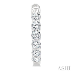 2 Ctw Inside & Out Round Cut Diamond Fashion Hoop Earrings in 14K White Gold