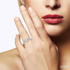 3/8 Ctw Semi-Mount Round Center Diamond Entwined Engagement Ring in 14K White Gold