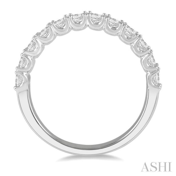 1 1/5 Ctw Princess Cut Diamond Wedding Band in 14K White Gold