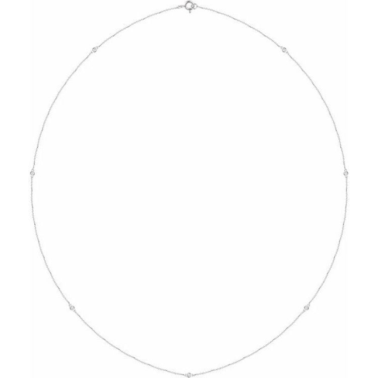 14K White Gold 1/4 CTW Natural Diamond 7-Station 24" Necklace