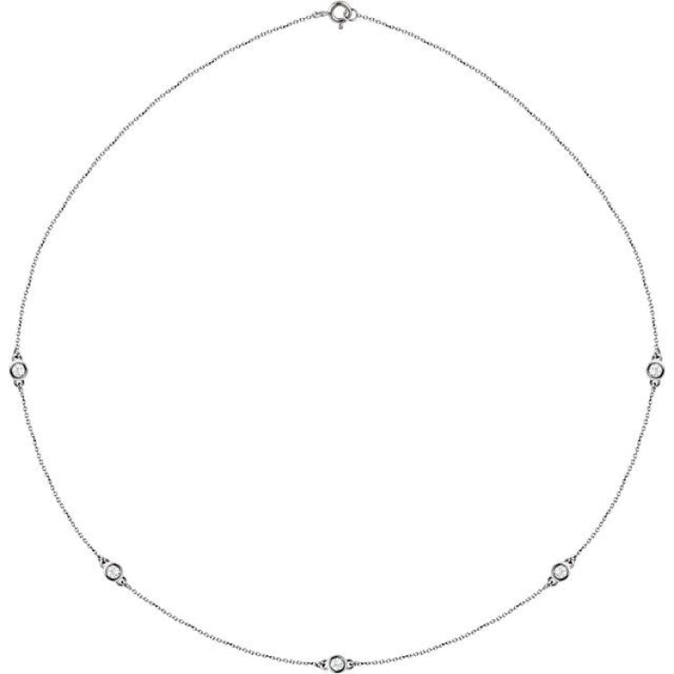 14K White Gold 1/2 CTW Natural Diamond 5-Station 18" Necklace