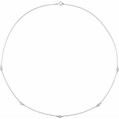 14K White Gold 1/2 CTW Natural Diamond 5-Station 18" Necklace