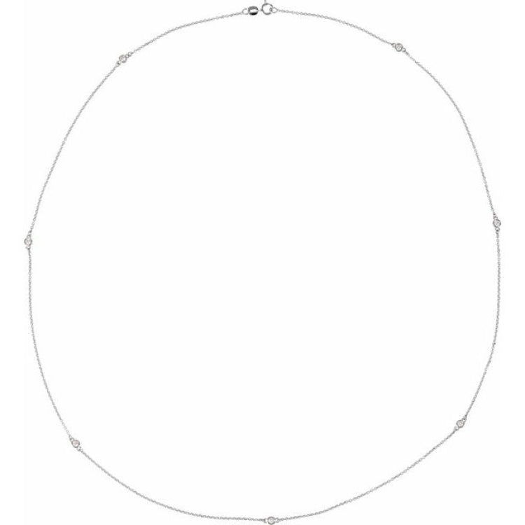 Sterling Silver 1/4 CTW Natural Diamond 7-Station 24" Necklace