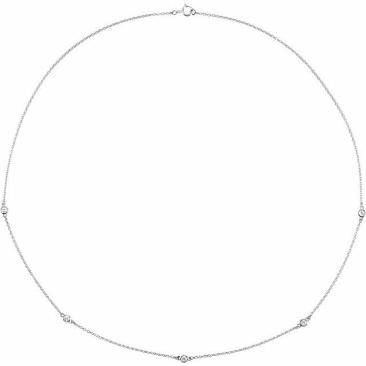 Sterling Silver 3/4 CTW Natural Diamond 5-Station 18" Necklace