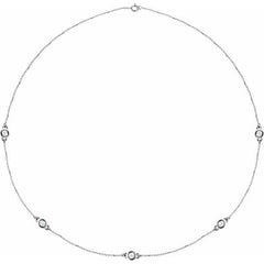 Sterling Silver 1 CTW Natural Diamond 5-Station 18" Necklace