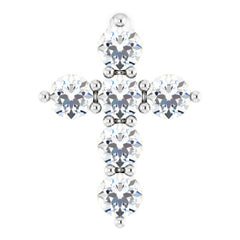14K White Gold 1/6 CTW Natural Diamond Cross Pendant