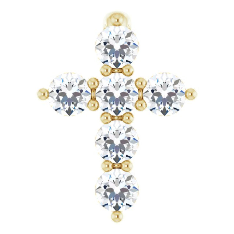 14K Yellow Gold 1/6 CTW Natural Diamond Cross Pendant