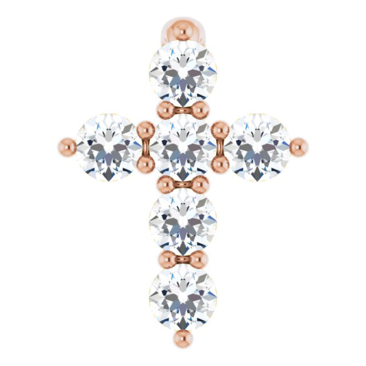 14K Rose Gold 1/6 CTW Natural Diamond Cross Pendant