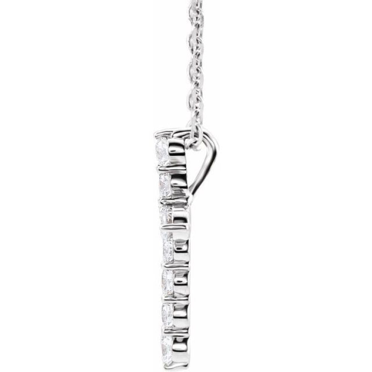 14K White Gold 1/4 CTW Natural Diamond Cross 16-18" Necklace