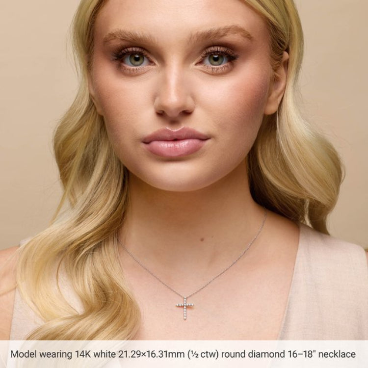 14K Rose Gold 1/4 CTW Natural Diamond Cross 16-18" Necklace