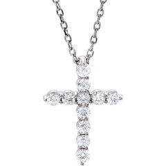 Sterling Silver 1/4 CTW Natural Diamond Cross 16-18" Necklace