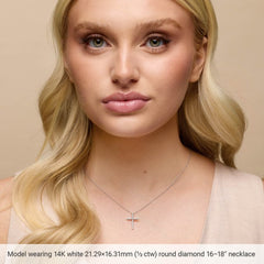 14K White Gold Natural Multi-Gemstone & .03 CT Natural Diamond Cross 16-18" Necklace