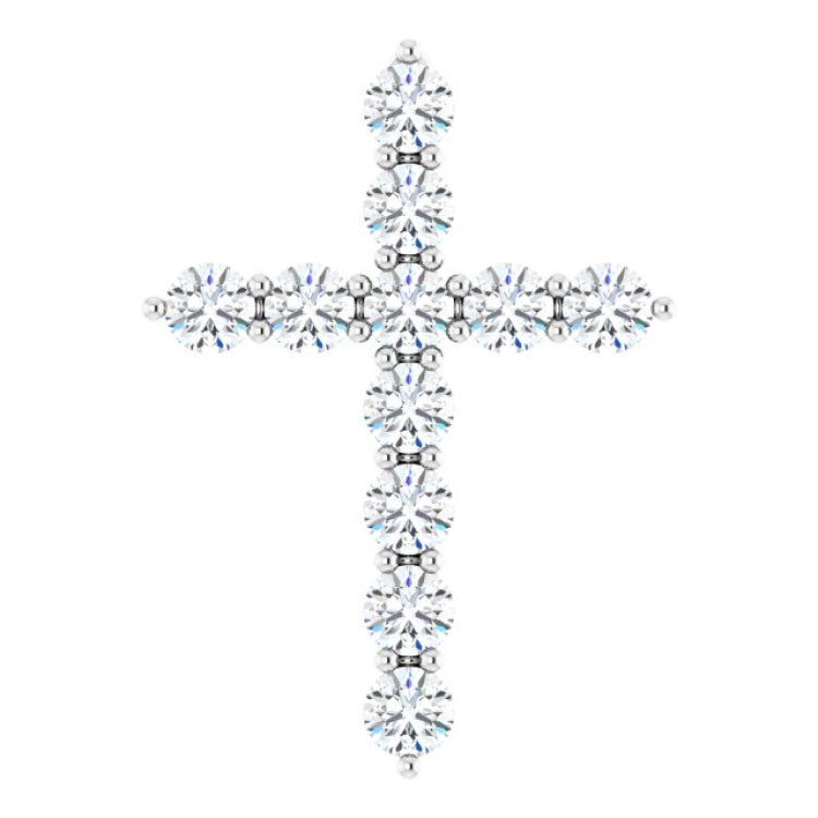 Sterling Silver 3/8 CTW Natural Diamond Cross Pendant