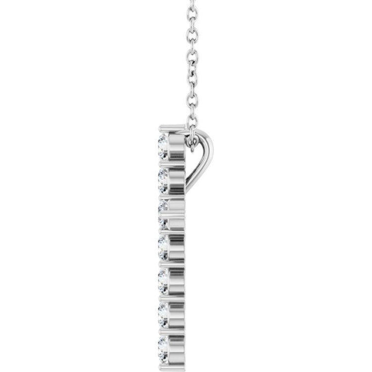 Platinum 3/8 CTW Natural Diamond Cross 16-18" Necklace