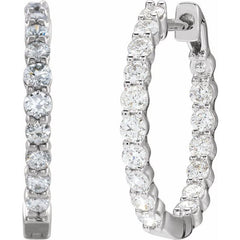 14K White Gold 1 CTW Lab-Grown Diamond Inside-Outside Hinged 19.3 mm Hoop Earrings
