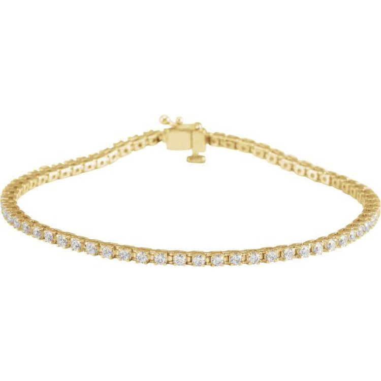 14K Yellow Gold 2 CTW Natural Diamond Line 7 1/4" Bracelet