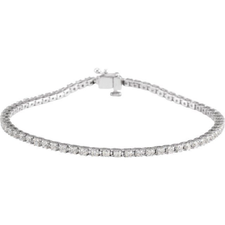 14K White Gold 2 CTW Natural Diamond Line 7 1/4" Bracelet