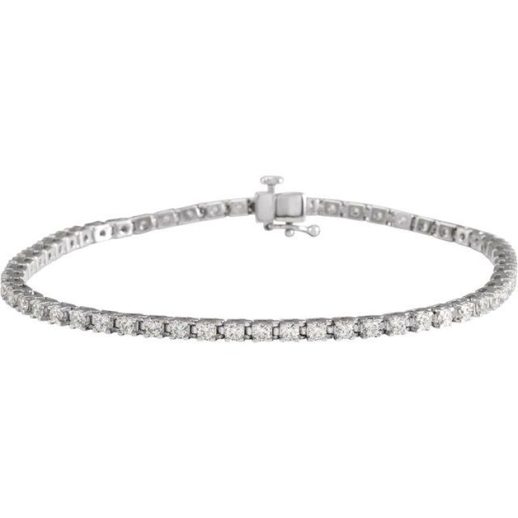 14K White Gold 3 CTW Natural Diamond Line 7 1/4" Bracelet